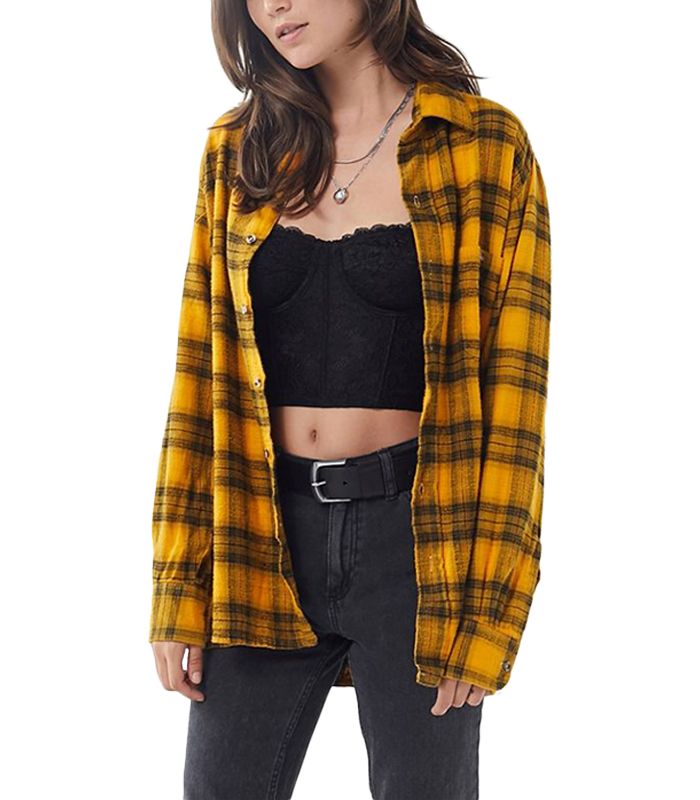 Vintage Plaid Flannel Shirt For Women