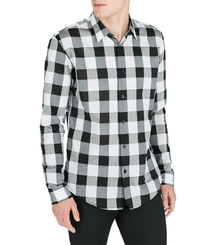 Dark White Gray Mens Flannel Shirt