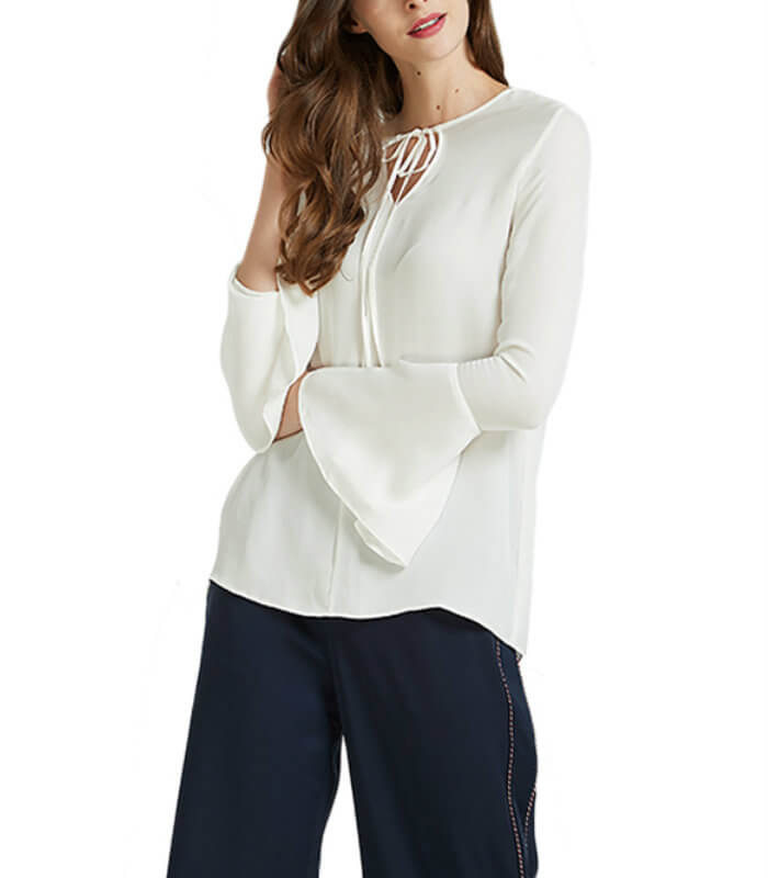 White Trumpet Sleeves Top Women Manufacturer