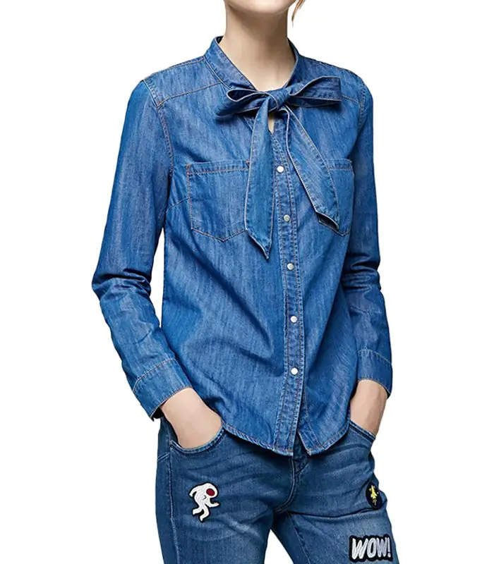 women long sleeve denim shirt