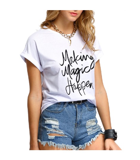 Ladies Cotton Spandex Comfortable Casual White Tshirts Suppliers
