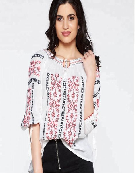 Bulk Gorgeous Romanian Style Cotton Embroidery Top