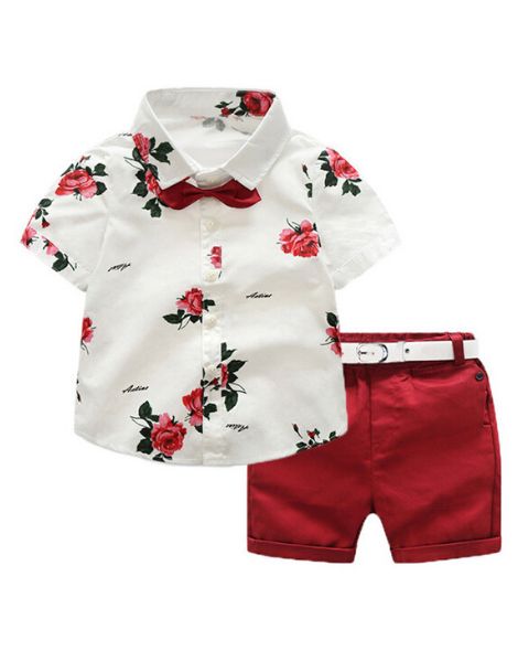 Wholesale Flower Printed Boys Clothing Set