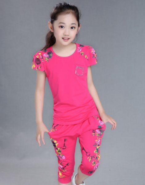 Wholesale Girls Floral Print Clothing Suit