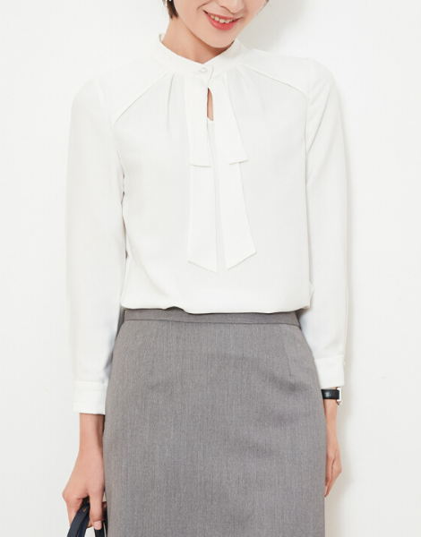 custom white long sleeve elegant office top