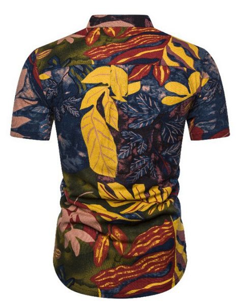 bulk leaf print cotton hawaiian summer shirts
