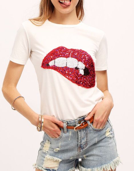 wholesale lip print t-shirt