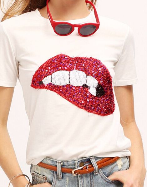 wholesale bulk lip print t-shirt