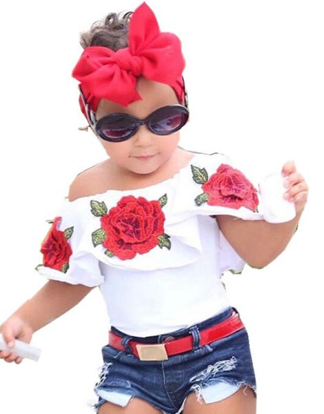 bulk rose flowers printing clothing set for girl