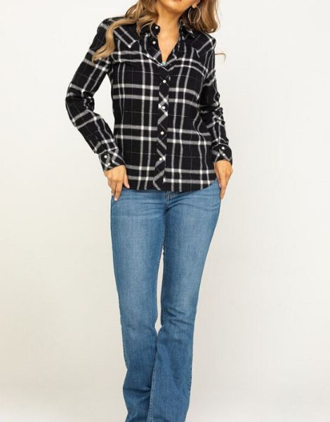 custom black flannel shirt for women