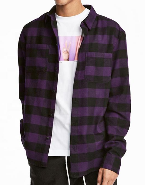 wholesale dual pocket flannel shirt