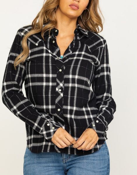 custom black flannel shirt for women