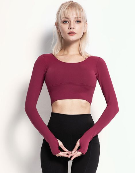 wholesale long sleeve workout tops with pad manufacturers