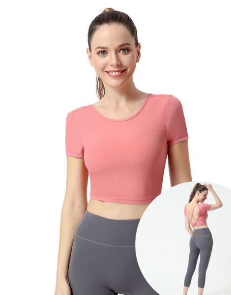 custom short sleeved seamless summer womens yoga clothing set