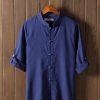 wholesale retro button mid sleeve cotton mens t-shirt manufacturers