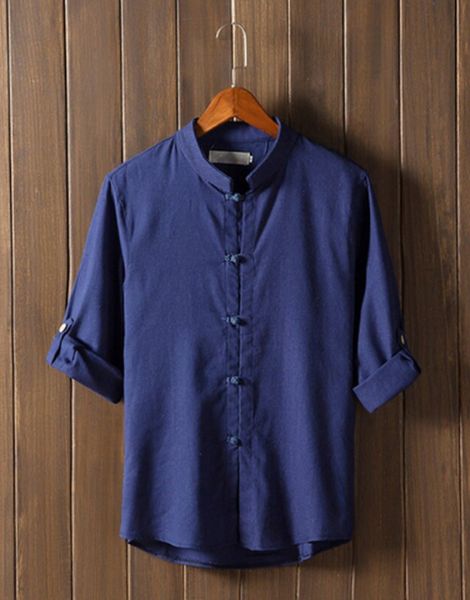 wholesale retro button mid sleeve cotton mens t-shirt manufacturers