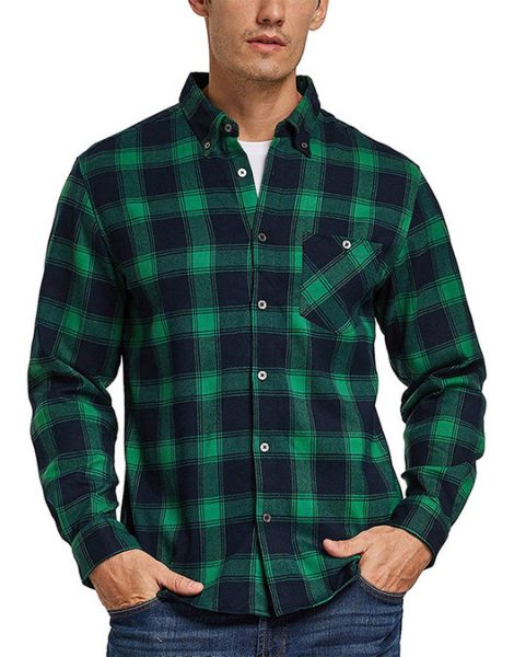 bulk long sleeve quick dry polyester mens plaid flannel shirt