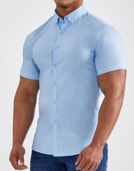 bulk short sleeve muscle fit polyester mens shirt