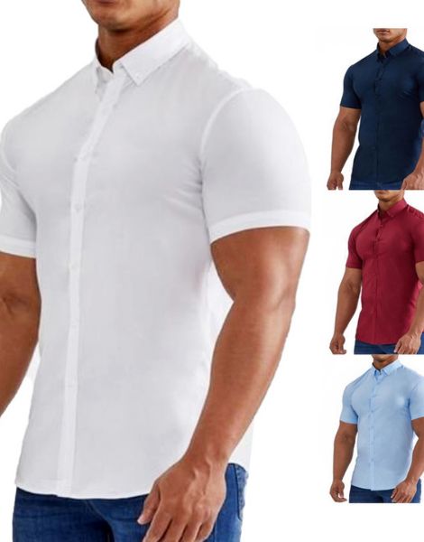 bulk short sleeve muscle fit polyester mens shirt