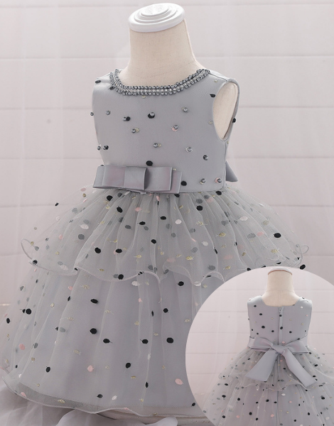 custom sleeveless polyester printed little girls dress