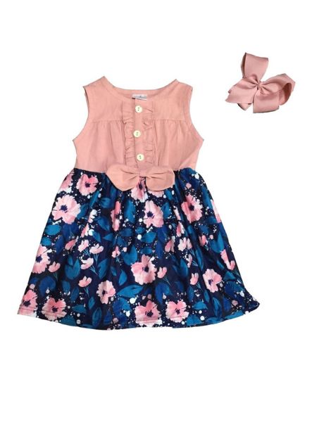 wholesale floral sleeveless summer baby girl clothes manufacturers