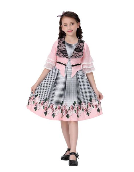 wholesale o-neck long sleeve kids girls dress manufacturers