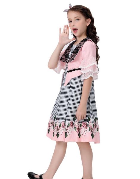 wholesale bulk o-neck long sleeve kids girls dress