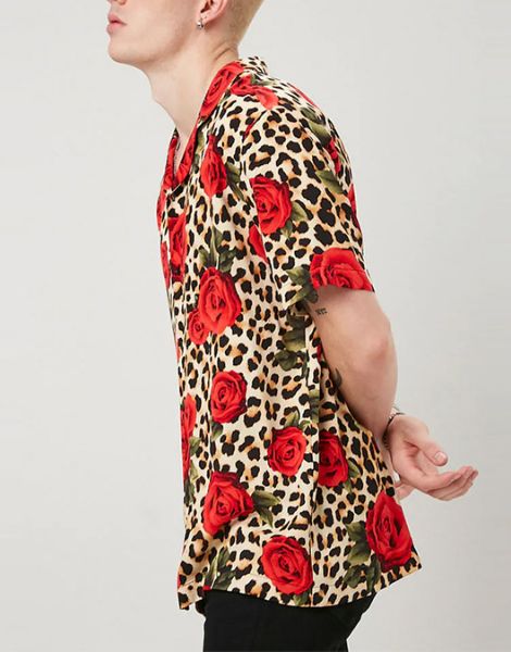 bulk short sleeve leopard printed mens shirt