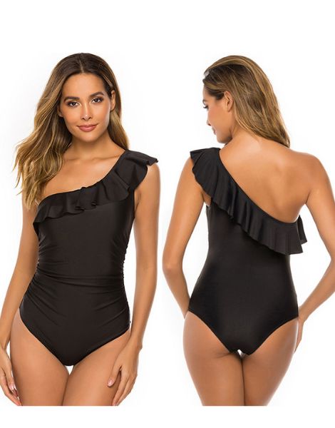 wholesale bulk waterproof spandex one shoulder swimsuit