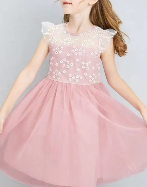 custom flower style party dress for girls