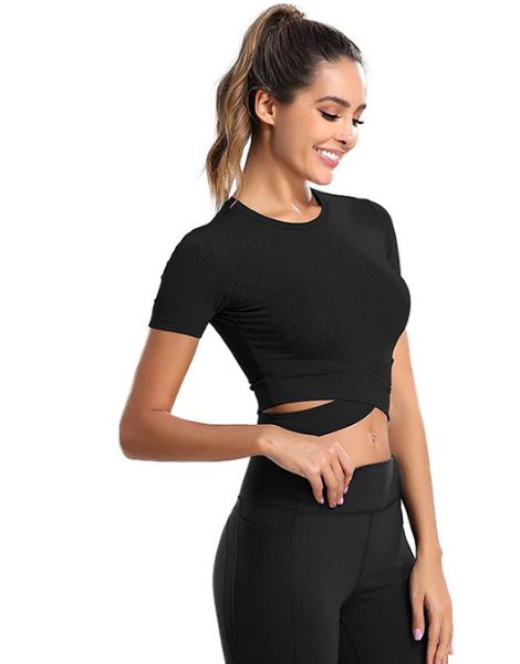 wholesale crew neck ladies crop t-shirt
