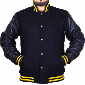 Custom Made Wholesale Black Varsity Jacket for Man