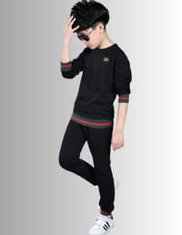 Stripe Elastic Sports Boys Clothes Set