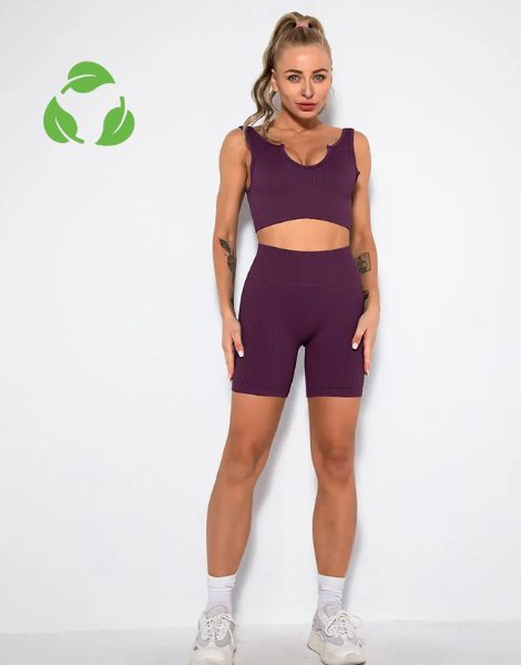 Sustainable Gym Ribbed Seamless Yoga Sets Fitness Women