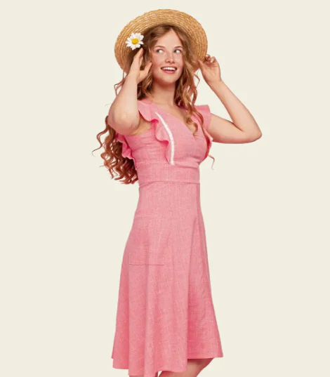 woman pink summer dress