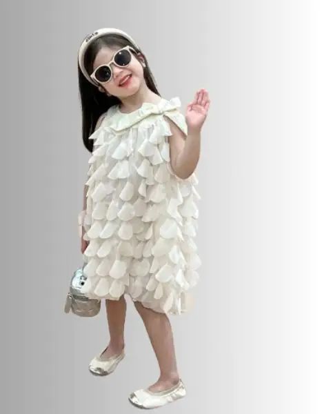 Girl’s sweet temperament petals boutique dress