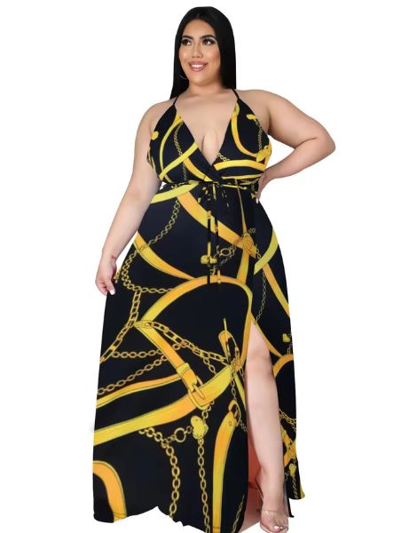 Ethnic Backless Maxi Dress Dye Tie Plus Size