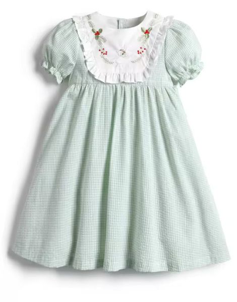 Green Plaid Smocked Dress for Girl Baby Kids