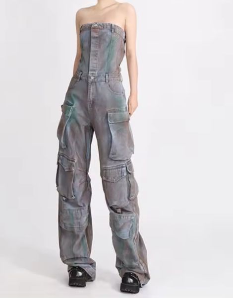 Jeans denim Cargo Jumpsuit Women