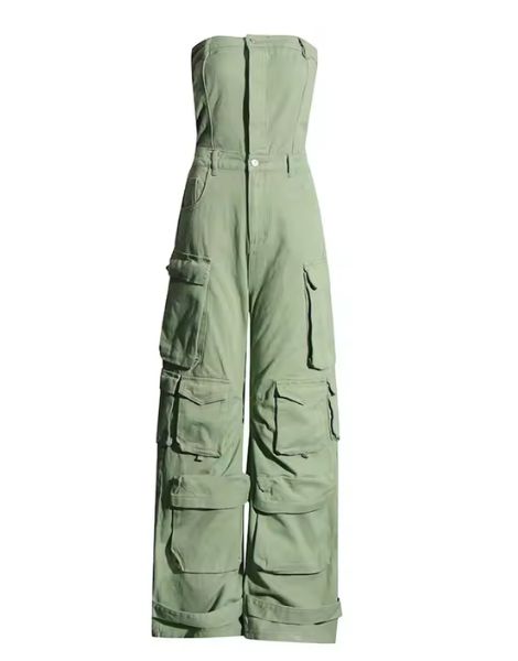 Street Style Denim Cargo Jumpsuit