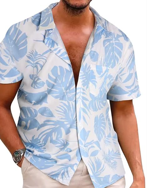 Summer 3D Printed Hawaiian Polo Shirts