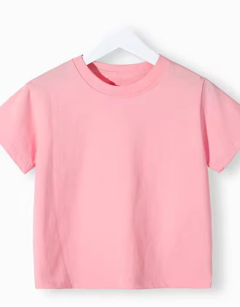 Summer O Neck Short Sleeve Organic Cotton Kids T-Shirt