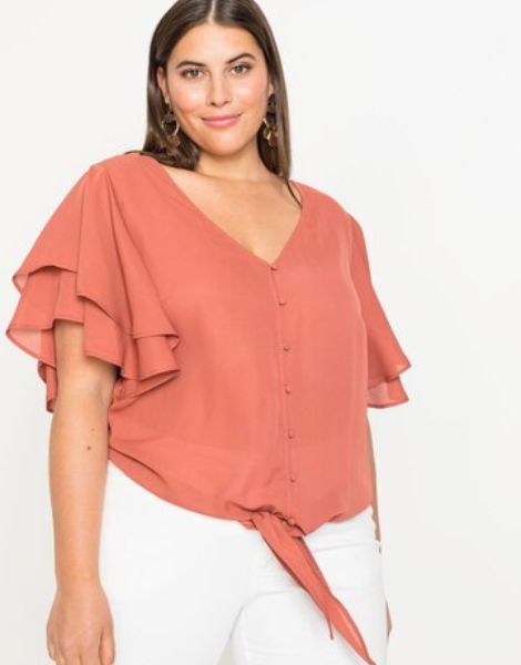 plus size flutter sleeve tops