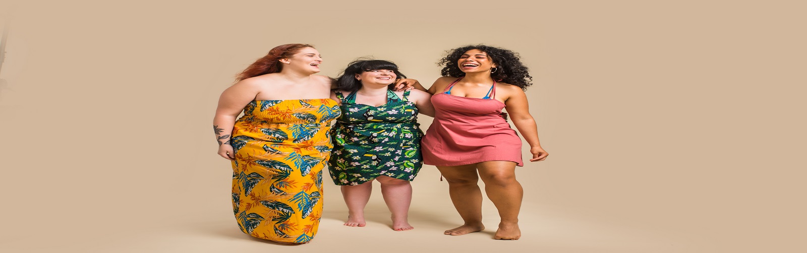 Plus size women posing for body acceptance