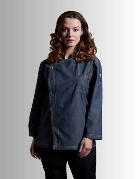 Denim Adjustable Sleeve Chef Jacket