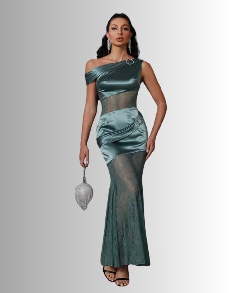 Women’s Sleeveless Green Lace Party Dress