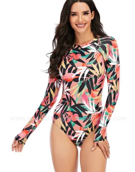Ladies’ Sublimation One-Piece Rash Guard Swimsuit with Back Zip