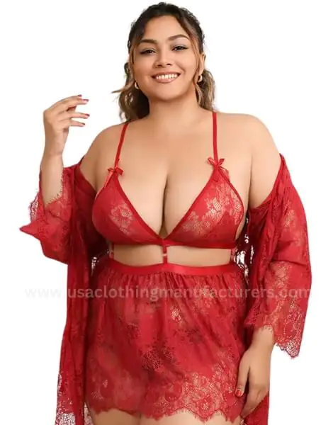Plus Size Lace Babydoll Nightgown Lingerie Set
