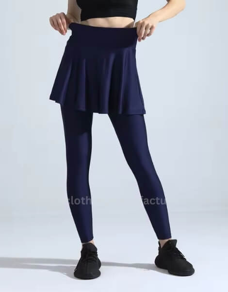 Women’s Yoga Pant Leggings with Pleated Gym Skirt