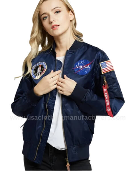 Nasa MA-1 Patched Oversized Bomber Jacket Women